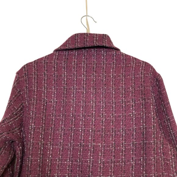 Amour Vert Tweed Upcycled Acrylic Blazer Purple Plaid Women Size XS Oversized - Picture 4 of 11